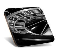 DV DESIGN 1 x Eco Square 12cm Coaster - BW - Roulette Wheel Casino Drink Cup Mug Glass Table Protection Mat #39421