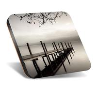 DV DESIGN 1 x Eco Square 12cm Coaster - Derwentwater Jetty Lake District Drink Cup Mug Glass Table Protection Mat #16122