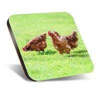 DV DESIGN 1 x Eco Square 12cm Coaster - Free Range Chicken Hen Farm Drink Cup Mug Glass Table Protection Mat #45069