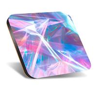 DV DESIGN 1 x Eco Square 12cm Coaster - Holographic Retro Drink Cup Mug Glass Table Protection Mat #12873
