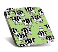 DV DESIGN 1 x Eco Square 12cm Coaster - ny Cartoon Cows Moo Farm Drink Cup Mug Glass Table Protection Mat #45093