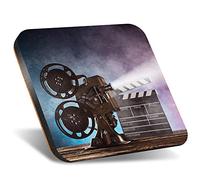 DV DESIGN 1 x Eco Square 12cm Coaster - Old style Movie Projector Cinema Drink Cup Mug Glass Table Protection Mat #45924