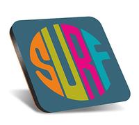DV DESIGN 1 x Eco Square 12cm Coaster - Surf Beach Surfing Logo Drink Cup Mug Glass Table Protection Mat #6012