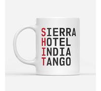 DV DESIGN 1 x Funny Swear Words Mug - NATO Alphabet Rude Insults Phonetic Military Idiot Army Joke Travel Dad Grandad Friend Drinks Cup #82777