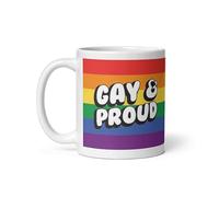 DV DESIGN 1 x Gay and Proud Print Mug - Pride LGBTQ Rainbow Flag Identity Love Support Home Drinks Mugs Cup Kitchen Gift #81943