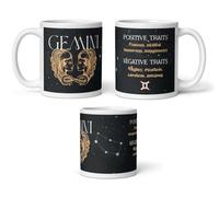 DV DESIGN 1 x Gemini Mug - Positive Negative Traits Zodiac Star Sign Horoscope Joke Funny Groovy Astrology Home Drinks Mugs Cup Kitchen #81885