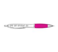 DV DESIGN 1 x Joke Pink Pen - Same S*** Different Day Silly Funny Adult Swear Quote Stationary Secret Santa Friend Christmas Birthday Black Ink #81659