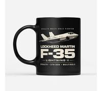 DV DESIGN 1 x Lockheed Martin F-35 Black Mug - Fighter Jet Aviation Plane Military Men's Women's Birthday Christmas Joke Funny Cup #84367
