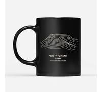 DV DESIGN 1 x Pen Y Ghent Mountain Black Mug - Yorkshire Dales National Park UK Contour Map Hike Men's Women's Birthday Christmas Joke Funny Cup #84263