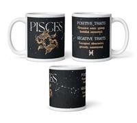 DV DESIGN 1 x Pisces Mug - Positive Negative Fish Traits Zodiac Star Sign Horoscope Joke Funny Astrology Home Drinks Mugs Cup Kitchen #81894