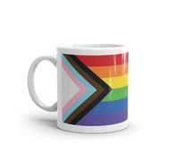 DV DESIGN 1 x Progress Pride Rainbow Flag Mug - Love LGBTQ Lesbian Transgender Gay Partner Husband Wife Friend Coffee Tea Ceramic Cup Gift #78704