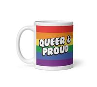 DV DESIGN 1 x Queer and Proud Print Mug - Gay Pride LGBTQ Rainbow Flag Identity Love Support Home Drinks Mugs Cup Kitchen Gift #81944