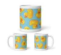 DV DESIGN 1 x Rubber Ducks Print Mug - Yellow Pattern Toys Kids Bath Duckies Cute Duck Funny Novelty Animal Home Drinks Mugs Cup Kitchen #81566