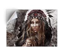 DV DESIGN 1 x Vinyl Sticker A5 - Rectangle Shape 15,8x21cm - American Indian Hunter Girl Art Print Decal Laptop Tablet Luggage Car Bike Wall Fridge Door Sticker #12569