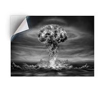 DV DESIGN 1 x Vinyl Sticker A5 - Rectangle Shape 15,8x21cm - BW - Nuclear Mushroom Cloud Bomb War Art Print Decal Laptop Tablet Luggage Car Bike Wall Fridge Door Sticker #37223