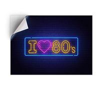 DV DESIGN 1 x Vinyl Sticker A5 - Rectangle Shape 15,8x21cm - I Love 80's Neon Sign Effect Art Print Decal Laptop Tablet Luggage Car Bike Wall Fridge Door Sticker #21713