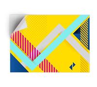 DV DESIGN 1 x Vinyl Sticker A5 - Rectangle Shape 15,8x21cm - Retro Yellow 80's Art Deco Art Print Decal Laptop Tablet Luggage Car Bike Wall Fridge Door Sticker #12876
