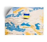 DV DESIGN 1 x Vinyl Sticker A5 - Rectangle Shape 15,8x21cm - World Map Ukraine Flag Kiev Travel Art Print Decal Laptop Tablet Luggage Car Bike Wall Fridge Door Sticker #46472