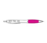 DV DESIGN 1 x Work Joke Pink Pen - I Hate This Job Silly Funny Adult Swear Quote Stationary Secret Santa Friend Christmas Birthday Black Ink #81655
