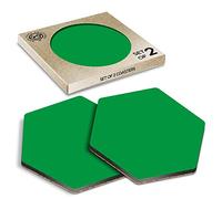 DV DESIGN 2 x Eco Boxed Cork Hexagon Coasters - Medium Green Colour Block Drink Cup Mug Glass Table Protection Mat #45697