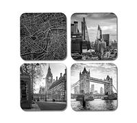DV DESIGN 4 x Square London Coasters - England Map Landmarks Travel Holiday UK Gift #77911
