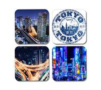 DV DESIGN 4 x Square Tokyo Coasters - Travel Holiday Map Skyline Nightlife Japan City Gift #77919