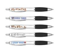 DV DESIGN 5 x Border Terrier Black Pens - Dogs Puppy Pets Animal Stationary Equipment School Teacher Friend Girls Boys Birthday Gift Set #82583