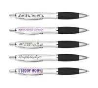 DV DESIGN 5 x Old English Sheepdog Black Pens - Dogs Puppy Pets Animal Stationary Equipment School Teacher Friend Girls Boys Birthday Gift Set #82592