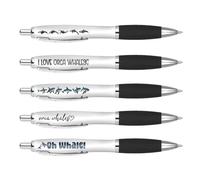 DV DESIGN 5 x Orca Whale Black Pens - Sea Creature Funny Animal Cartoon Stationary School Equipment Teacher Friend Girls Boys Birthday Set #81309