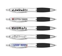 DV DESIGN 5 x Scottish Terrier Black Pens - Dogs Puppy Pets Animal Stationary Equipment School Teacher Friend Girls Boys Birthday Gift Set #82595