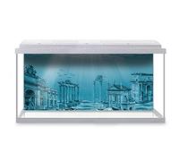 DV DESIGN Aquarium Fish Tank Background 123x54 cm - Ruins Atlantis Civilization Underwater Ruins Archeology Ocean Static Cling Vinyl Vivarium Terrarium External Application #500020