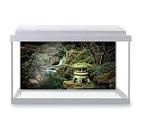 DV DESIGN Aquarium Fish Tank Background 60x30 cm - Stone Lantern Koi Pond Small Waterfall Japanese Garden Bonsai Tree Japan Land Static Cling Vinyl Vivarium Terrarium External Application #500194