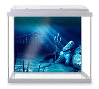 DV DESIGN Aquarium Fish Tank Background 62x52 cm - Atlantis Underwater City Poseidon Water Neptune Statue Ancient Static Cling Vinyl Vivarium Terrarium External Application #500024