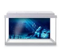 DV Design Aquarium Fish Tank Background 90x45 cm - Atlantis Underwater City Poseidon Water Neptune Statue Ancient Static Cling Vinyl Vivarium Terrarium External Application #500024