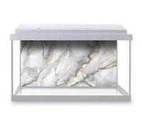 DV DESIGN Fish Tank Background 90x45cm - Grey White Gold Marble Effect Pattern Waterproof Vinyl Static Cling #24432