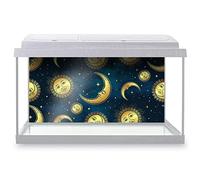 DV DESIGN Fish Tank Background 90x45cm - Stary Celestial Moon Stars Pattern Waterproof Vinyl Static Cling #16760