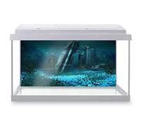 DV DESIGN Fish Tank Background 90x45cm - Underwater Ruins Atlantis Fantasy Waterproof Vinyl Static Cling #14031