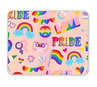 DV DESIGN Rectangle Mouse Mat - Progress Pride Flag LGBTQ Gay Lesbian Rainbow Transgender Love Support Month Celebrate Cartoon Illustrations Gift #78734