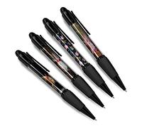 DV DESIGN Set of 4 Axolotl Black Ballpoint Pens - Dragon Fish Aquarium Salamander Lizard Mexican Friends Boys Girls Men Women Theme Pen #79339