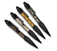 DV DESIGN Set of 4 Bee Black Ballpoint Pens - Bumble Bees Insect Art Deco Abstract Pattern Theme Gift