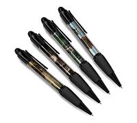 DV DESIGN Set of 4 Brown Bear Black Ballpoint Pens - Grizzly Animal Nature Wildlife Wild Travel Portrait Boys Girls Men Women Theme Pen #79426