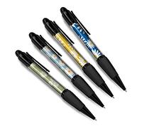 DV DESIGN Set of 4 Daisies Flowers Black Ballpoint Pens - Floral Girls Pattern Daisy Theme Gift