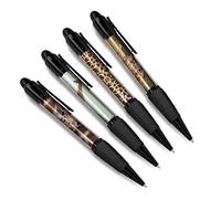 DV DESIGN Set of 4 Giraffe Print Black Ballpoint Pens - Safari Animals Boys Zoo Theme Gift
