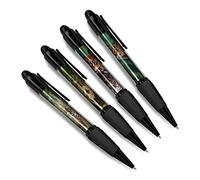 DV DESIGN Set of 4 Ocelot Black Ballpoint Pens - Big Cat Animal Nature Wildlife Wild Travel Portrait Boys Girls Men Women Theme Pen #79467