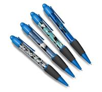 DV DESIGN Set of 4 Orca Whale Blue Ballpoint Pens - Animal Sea Creature Scuba Themed Boys Girls Men Women Pen Black Ink Gift #79591