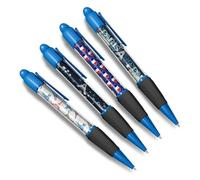 DV DESIGN Set of 4 Paris Blue Ballpoint Pens - France French Eiffel Tower Pattern Travel Holiday Theme Boys Girls Men Women Pen Black Ink #81372
