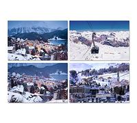 DV DESIGN Set of 4 Prints - 6 x 4 - Saint Moritz St Travel Ski Switzerland Poster Photo 15x10cm Gift