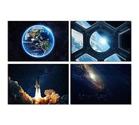 DV DESIGN Set of 4 Prints - 6 x 4 - Space Rocket Earth Universe Nebula Art Poster Photo 15x10cm Gift