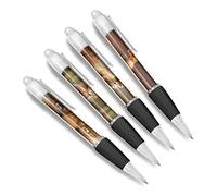 DV DESIGN Set of 4 Red Fox White Ballpoint Pens - Foxes Animal Nature Wildlife Wild Travel Portrait Boys Girls Men Women Theme Pen #79444