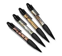 DV DESIGN Set of 4 Safari Black Ballpoint Pens - Animals Giraffe Elephant Wild Africa Friends Boys Girls Men Women Theme Pen #79342